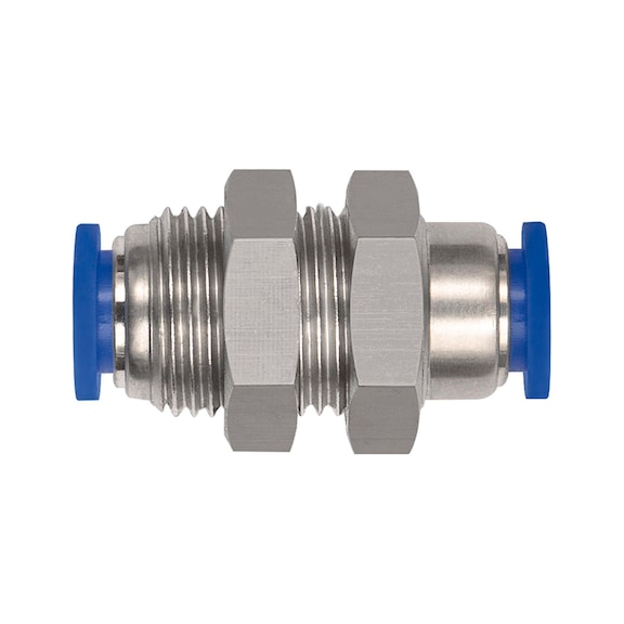 Bulkhead connector Blue Series mini Plastic Nickel-plated brass 148870 - Bulkhead fitting, bulkhead connection (pneumatics)