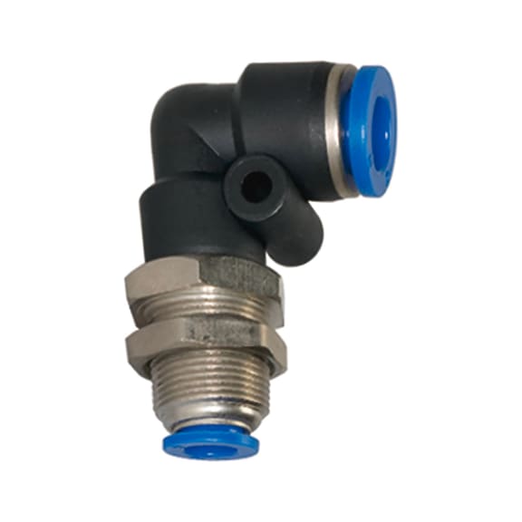 L-bulkhead connector Blue series Plastic Nickel-plated brass 109825 - Bulkhead fitting, bulkhead connection (pneumatics)