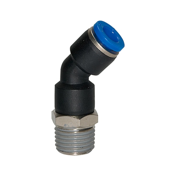 Plug-in screw connection 45 degrees Blue series rotatable 109253 - Push-in fitting (pneumatics)