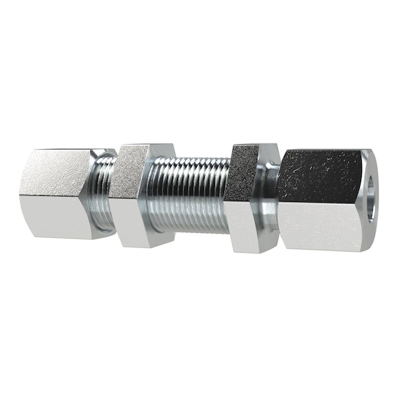 Straight bulkhead fitting galvanised steel 159232 - Quick-lock with cap nut (pneumatics)