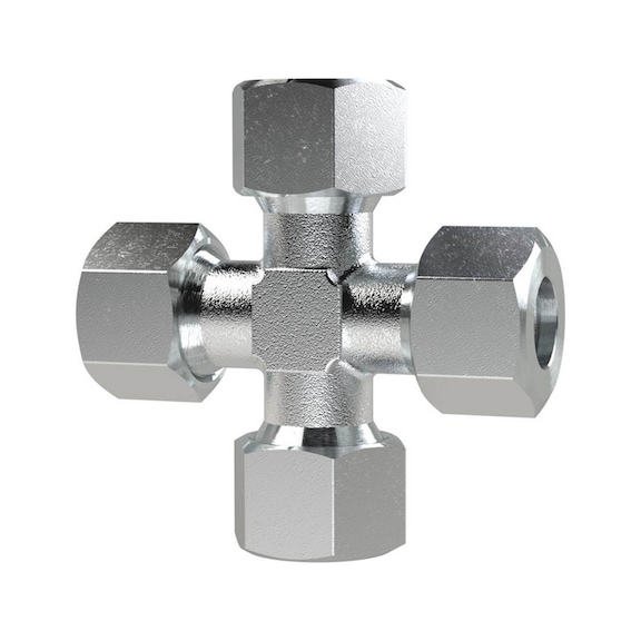 Cross fitting galvanised steel 159719 - Quick-lock with cap nut (pneumatics)
