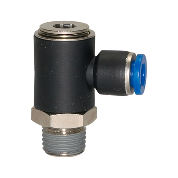 L-plug fitting Blue Series rotatable plastic nickel-plated brass 109382 - Push-in L-fitting, push-in L-connection (pneumatics)
