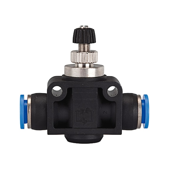 Throttle check valve Blue series straight Plastic Nickel-plated brass 109972 - Speed controller with check valve (pneumatics)