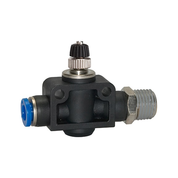 Throttle check valve Blue series straight Plastic Nickel-plated brass 109963 - Speed controller with check valve (pneumatics)