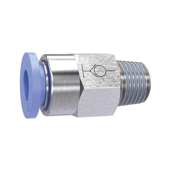Gerade Steckverschraubung Blaue Serie Kunststoff Messing vernickelt 151457 - Gerade Steckverschraubung (Pneumatik)