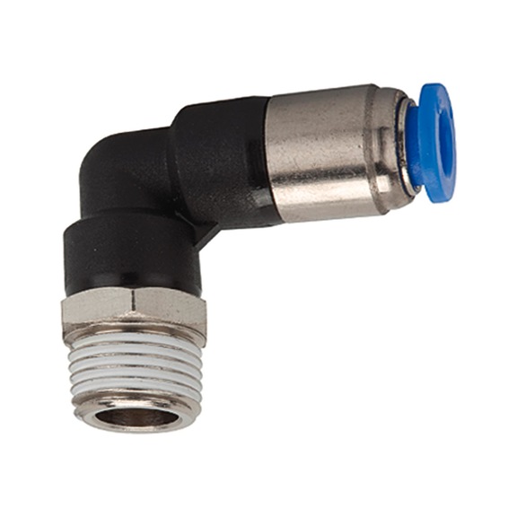 L-plug-in fitting Blue series self-locking 110201 - Push-in L-fitting, push-in L-connection (pneumatics)