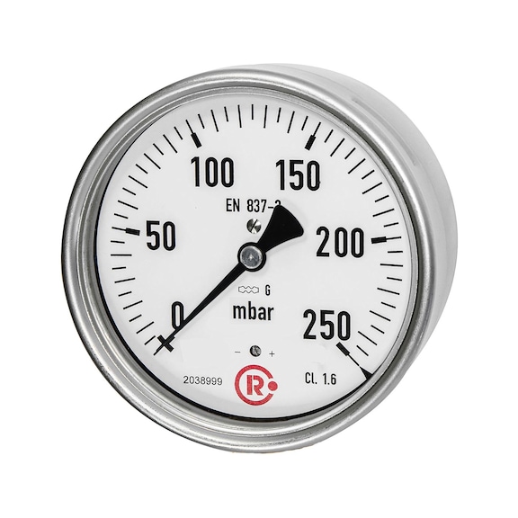 Capsule pressure gauge case stainless steel connection rear centred G 1/2 199310 - Pressure gauge
