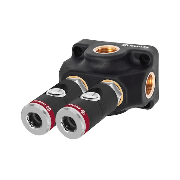 Universal distribution box 2 safety couplings Nominal width 7.4 205213 - Manifold (pneumatics)