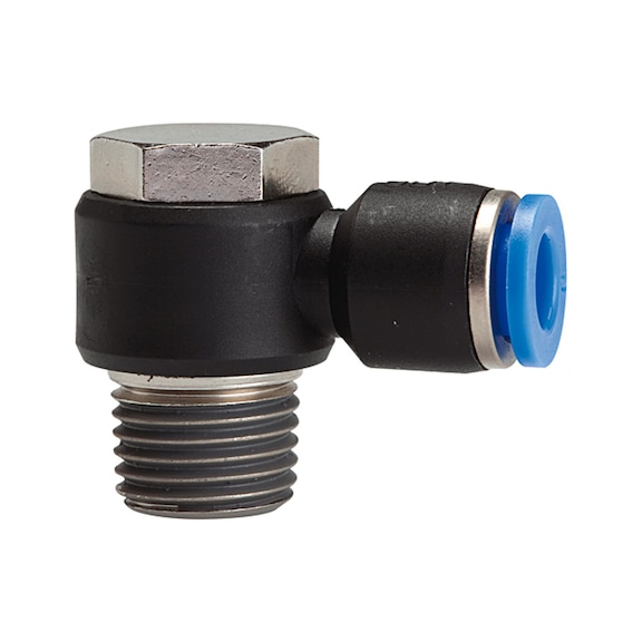 L-Steckverschraubung Blaue Serie drehbar Kunststoff Messing vernickelt 109427 - L-Steckverschraubung, L-Steckverbindung (Pneumatik)