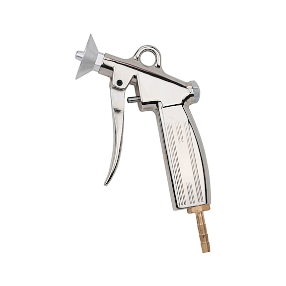 Blaspistole mit Schutzschild Aluminium-Druckguss vernickelt 114329 - Pressluftblaspistole