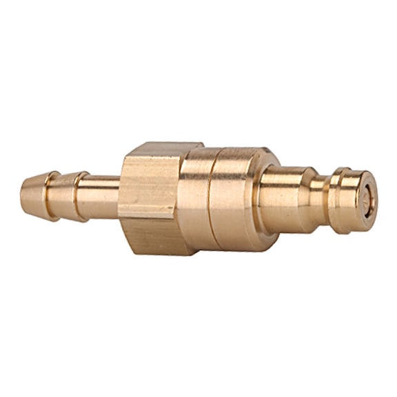 Plug-in grommet Nominal width 5 Shut-off on both sides Bright brass 107499 - Plug-in coupling (hose)