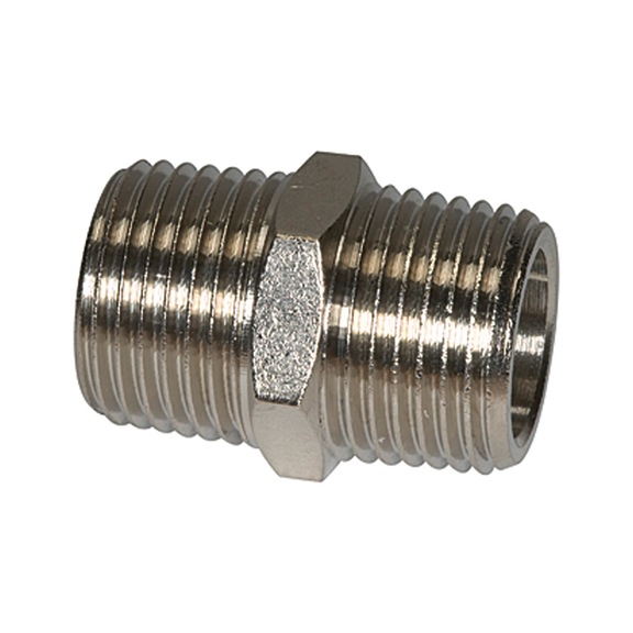 Double thread nipple nickel-plated brass 100769 - Double threaded nipple (pneumatics)