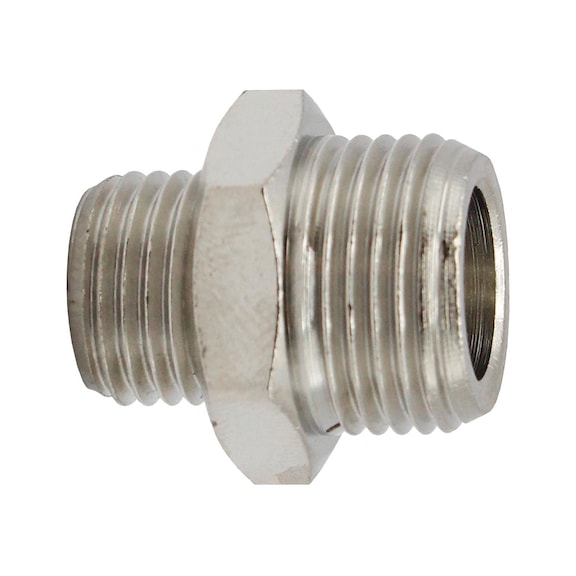 Double thread nipple value line nickel-plated brass 115671 - Double threaded nipple (pneumatics)