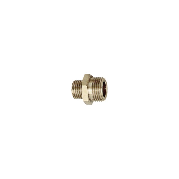 Double thread nipple nickel-plated brass 111377 - Double threaded nipple (pneumatics)