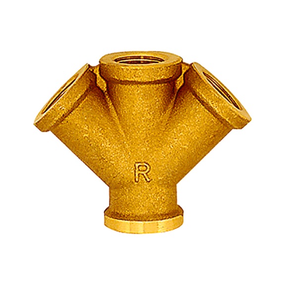 Triple distributor polished brass 112606 - Manifold (pneumatics)
