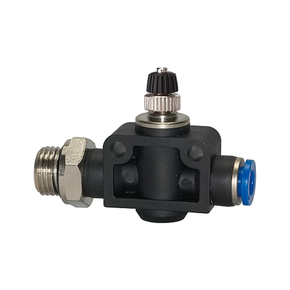 Throttle check valve Blue series straight Plastic Nickel-plated brass 135817 - Speed controller with check valve (pneumatics)
