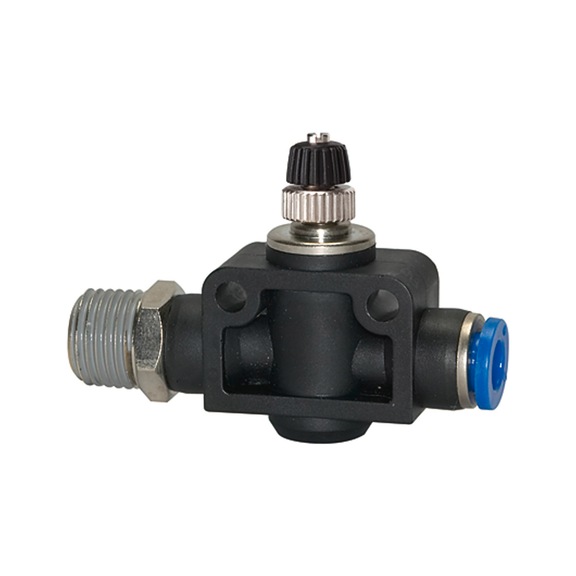 Throttle check valve Blue series straight Plastic Nickel-plated brass 135832 - Speed controller with check valve (pneumatics)