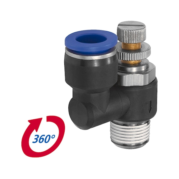 Throttle check valve Blue series straight exhaust air throttling 136024 - Speed controller with check valve (pneumatics)