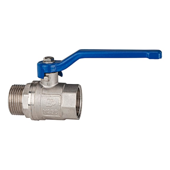 Ball valve valve line Hand lever blue Nickel-plated brass 115722 - Ball valve (pneumatics)