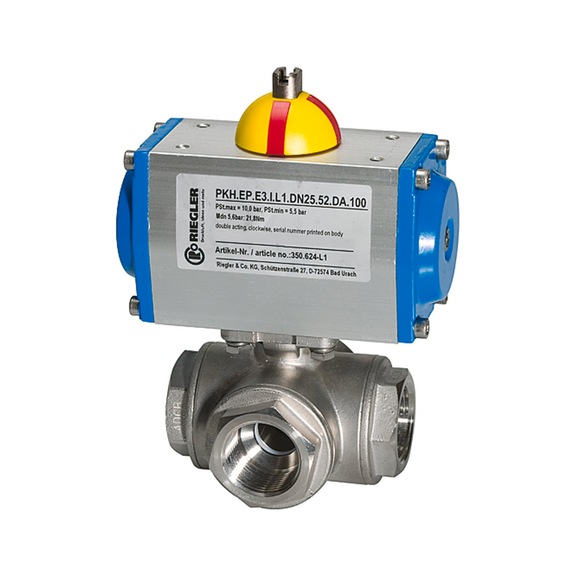 RIEGLER 3-way stainless steel ball valve with pneumatic actuator T-bore 159746 - Ball valve (with actuator)