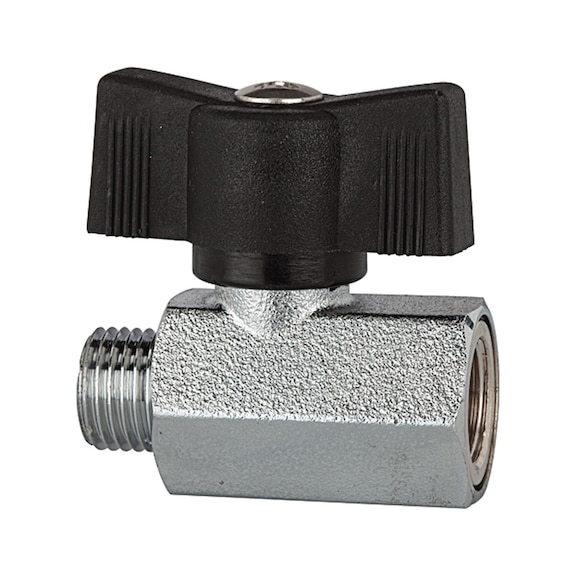Mini ball valve sandblasted nickel-plated brass wing handle 103331 - Mini ball valve (pneumatics)