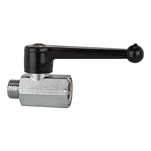 Mini-Kugelhahn sandgestrahlt Messing vernickelt Handhebel 103337 - Mini-Kugelhahn (Pneumatik)