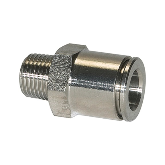 Straight plug-in fitting external hexagon stainless steel 1.4404 110378 - Straight push-in fitting (pneumatic)