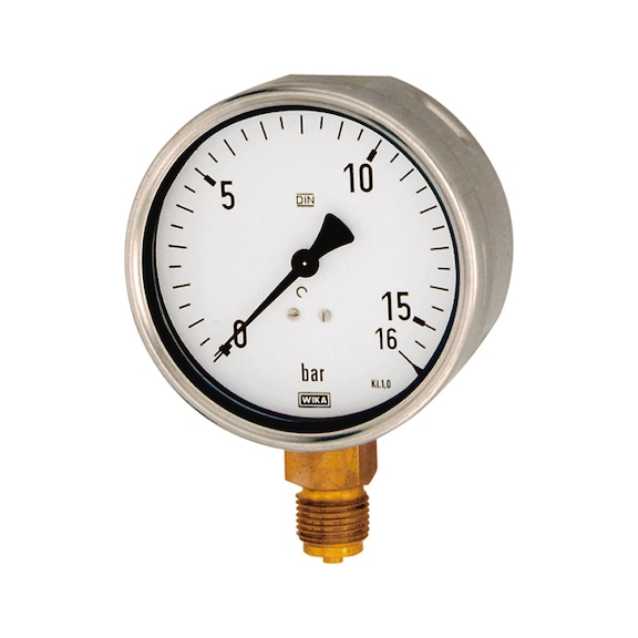 Pressure gauge in robust design with CrNi steel housing G 1/2 radial bottom 102037 - Pressure gauge stainless steel
