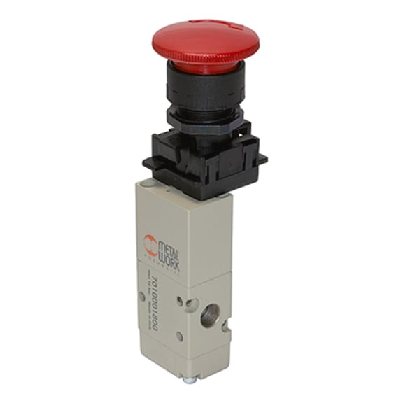 METAL WORK 3/2-way valve manual mushroom button with emergency locking aluminium 106428 - 3/2 Directional control valve (pneumatics, unspecified)