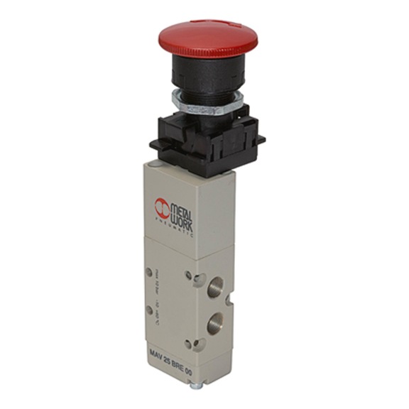 METAL WORK 5/2-way manual valve mushroom button with emergency locking aluminium 106440 - 5/2 Directional control valve (pneumatics, unspecified)
