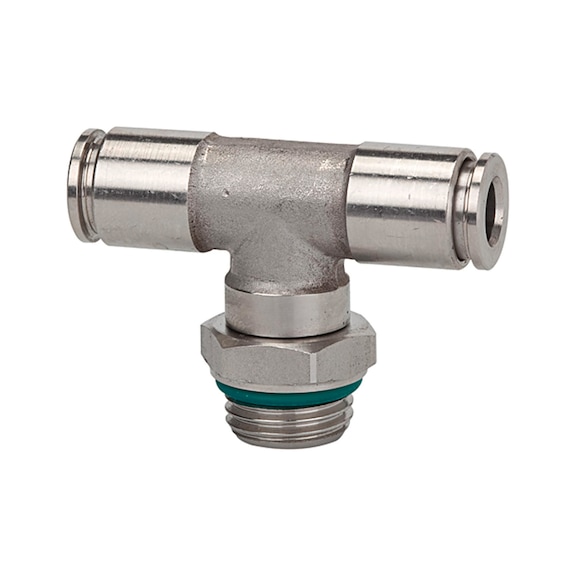 Rotatable T-plug fitting stainless steel 1.4404 110407 - Push-in T-fitting, push-in T-connection (pneumatics)