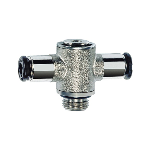 T-connector click-clock rotatable nickel-plated brass 108689 - Push-in T-fitting, push-in T-connection (pneumatics)