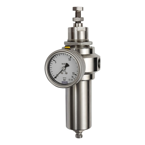 Stainless steel filter regulator 1.4401 with secondary venting and pressure gauge 133541 - Filter regulator (pneumatics, unspecified)