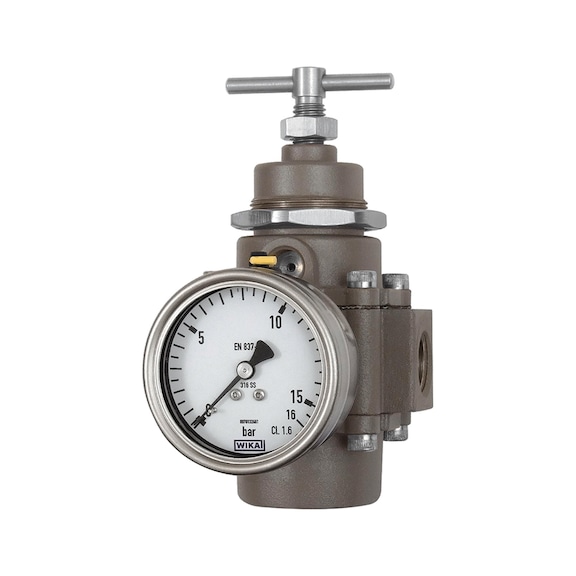 Edelstahl-Guss-Druckregler 1.4401 mit Sekundärentlüftung mit Manometer 137324 - Druckregler mit Manometer