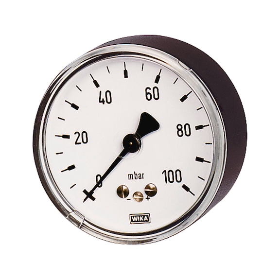 Capsule pressure gauge, stainless steel case, rear connection eccentric G1/2 102557 - Pressure gauge