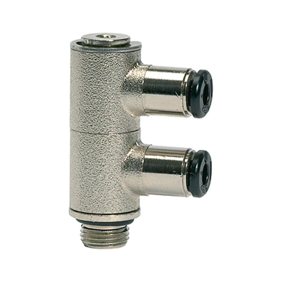 L-multiple distributor double click-clock rotatable nickel-plated brass 108804 - Multiple distributor (pneumatics)