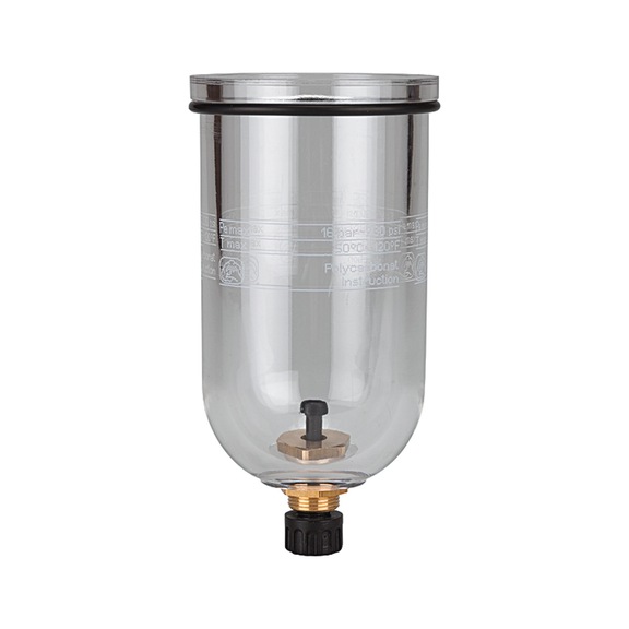 Polycarbonate container with semi-automatic drain valve 100946 - Container, sieve Pneumatics (accessories, other)