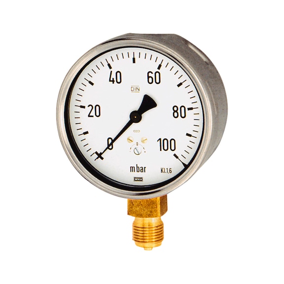 Capsule pressure gauge case stainless steel connection radial bottom G 1/2 102538 - Pressure gauge