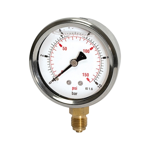 Glycerinmano pressure line CrNi steel housing G 1/4 radial bottom 116314 - Pressure gauge
