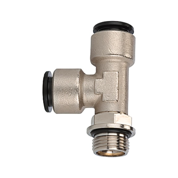 T-connector click-clock rotatable nickel-plated brass 108692 - Push-in T-fitting, push-in T-connection (pneumatics)