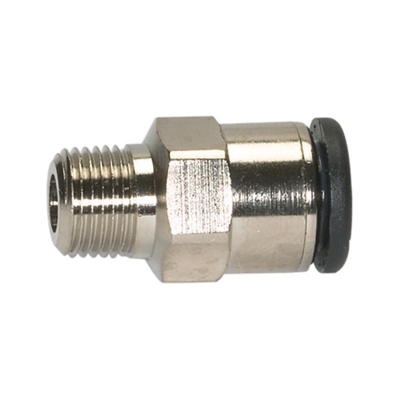 Straight plug-in fitting click-clock nickel-plated brass 108593 - Straight push-in fitting (pneumatic)