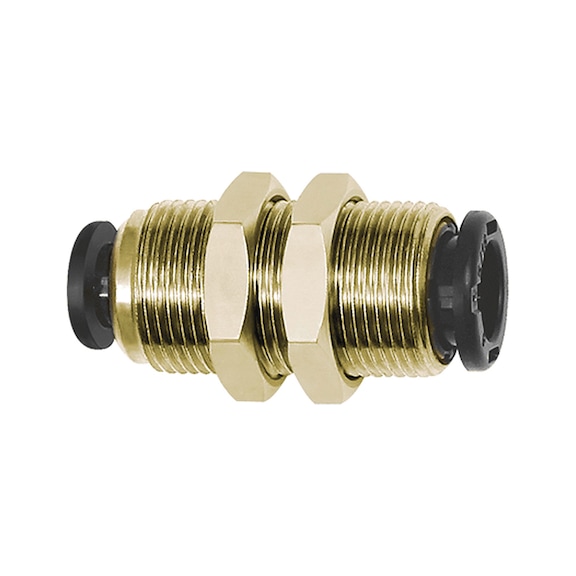 Schott-Steckverbindung reduzierend click-clock Messing vernickelt 108748 - Schottverschraubung, Schottverbindung (Pneumatik)