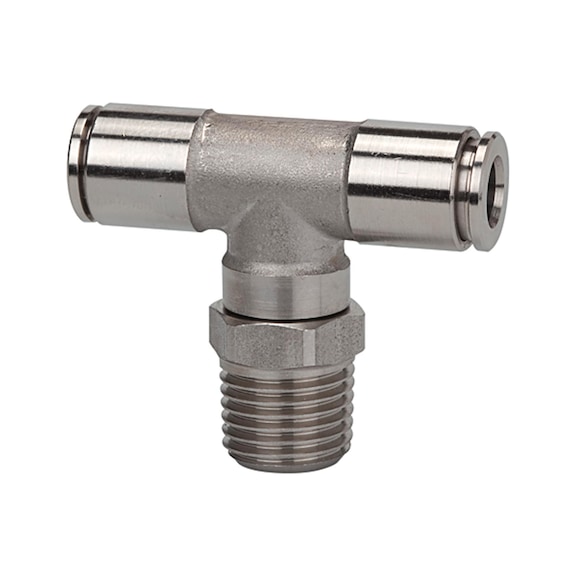 Rotatable T-plug fitting stainless steel 1.4404 110416 - Push-in T-fitting, push-in T-connection (pneumatics)