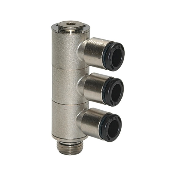 L-multiple distributor triple click-clock rotatable nickel-plated brass 108812 - Multiple distributor (pneumatics)
