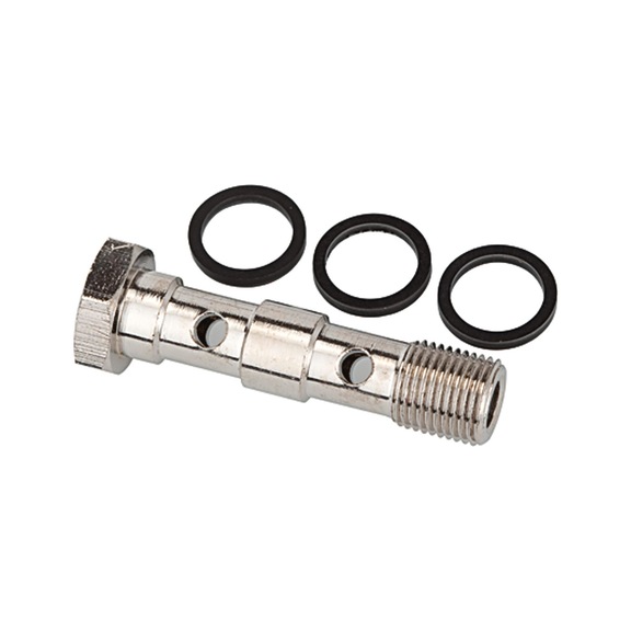 Hohlschraube zweifach Messing vernickelt 108826 - Steckverbindung Teile (Pneumatik)