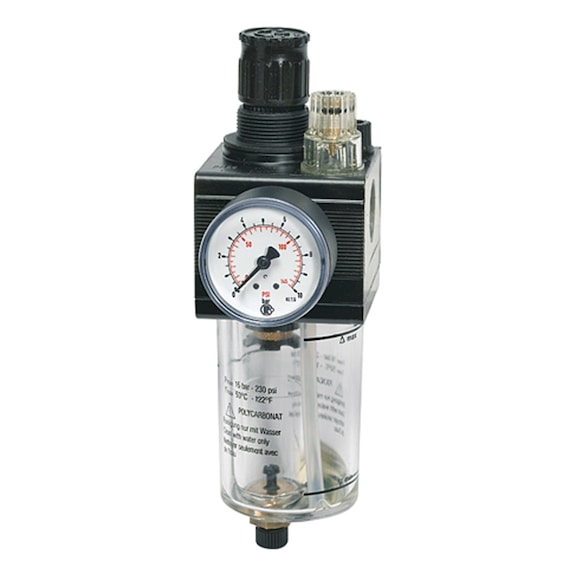 Kombi-Wartungseinheit mit Polycarbonatbehälter und Handablassventil 101088 - Wartungseinheit (Pneumatik, sonstige)