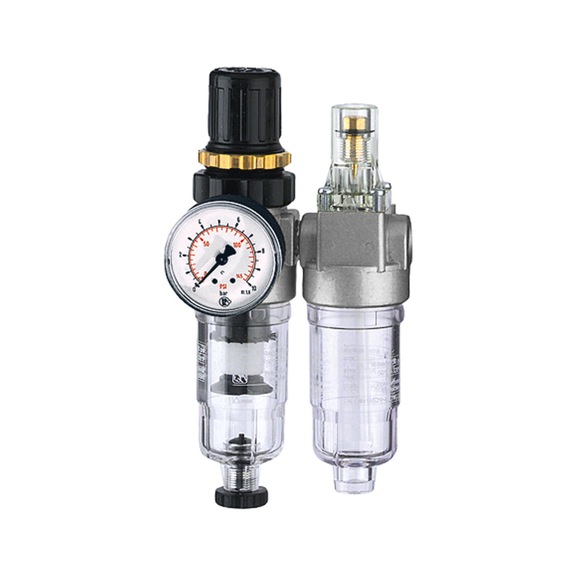 Two-piece maintenance unit, standard mini polycarbonate container, pressure gauge 100797 - Two-part maintenance unit (pneumatics)