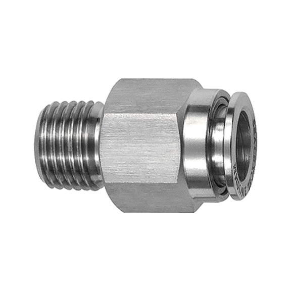 Straight plug-in fitting external hexagon stainless steel 1.4404 135077 - Straight push-in fitting (pneumatic)