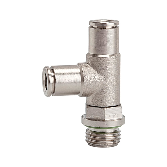 T-plug fitting L-shape rotatable nickel-plated brass 108941 - Push-in T-fitting, push-in T-connection (pneumatics)