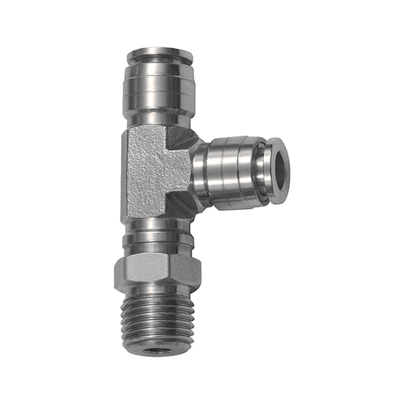 T-Steckverschraubung drehbar L-Form Edelstahl 1.4404 135228 - T-Steckverschraubung, T-Steckverbindung (Pneumatik)